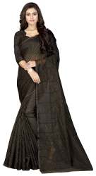 Nena Fashion Women's black Cotton Saree(mahi)
