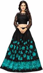 Nena Fashion Women's black&firozi  lehenga choli