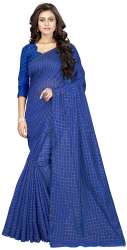 Nena Fashion Women's blueCotton Saree(small chex)