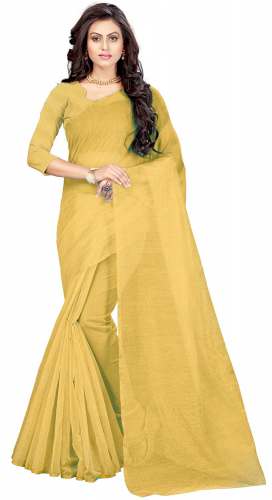 Nena Fashion Women's chiku Cotton net  Saree
