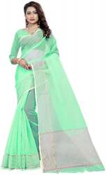 Nena Fashion Women's  green Color Cotton Sarees