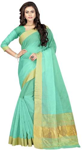 Nena Fashion Women's green Cotton Saree(zalak)