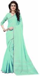 Nena Fashion Women's green linen Cotton Saree