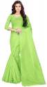 Nena Fashion Women's green white Cotton net  Saree