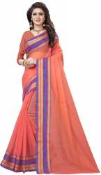 Nena Fashion Women's light orange Cotton Saree