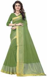 Nena Fashion Women's mahendi green Cotton Saree