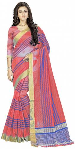 Nena Fashion Women's orange Color Cotton Saree