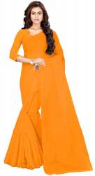 Nena Fashion Women's orange Cotton net  Saree