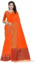 Nena Fashion Women's orange Cotton Saree(sakhi)