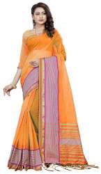 Nena Fashion Women's orange Cotton Saree