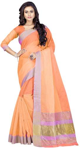 Nena Fashion Women's orange Cotton Saree(zalak)