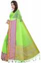 Nena Fashion Women's parrot green  Cotton Saree thumb 2