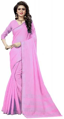 Nena Fashion Women's pink linen Cotton Saree