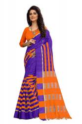 Nena Fashion Women's  purple orange Cotton Saree