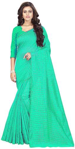 Nena Fashion Women's rama Cotton Saree(small chex)
