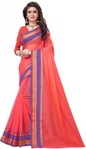 Nena Fashion Women's red Cotton Saree(padmavati)