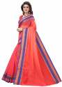 Nena Fashion Women's red Cotton Saree(padmavati) thumb 1