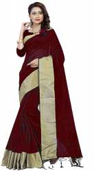 Nena Fashion Women's red Cotton Saree(ranger)