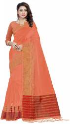 Nena Fashion Women's red Cotton Saree(sakhi)