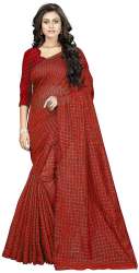 Nena Fashion Women's red Cotton Saree(small chex)