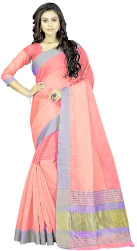 Nena Fashion Women's red orange Cotton saree