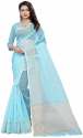Nena Fashion Women's  sky blue Color Cotton  Saree