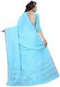 Nena Fashion Women's sky blue linen Cotton Saree thumb 2