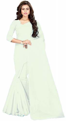 Nena Fashion Women's white Cotton net  Saree