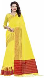 Nena Fashion Women's yellow Cotton Saree(sakhi)