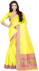 Nena Fashion Women's yellow Cotton Saree(zalak)