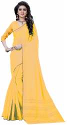 Nena Fashion Women's yellow linen Cotton Saree