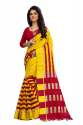 Nena Fashion Women's yellow red Color Cotton Saree