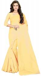 Nena Fashion Women's yellow white Cotton net Saree