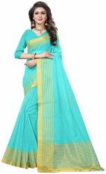 Nena Fashion Women skyblue Cotton Saree(sangreela)