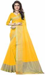 Nena Fashion Women yellow Cotton Saree(sangreela)