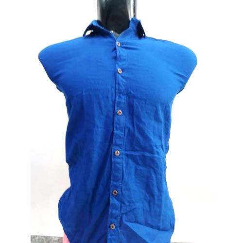 Mens Blue Plain Shirt by Drona Enterprises