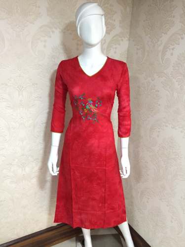 round neck rayon kurtis by Pattari Fab