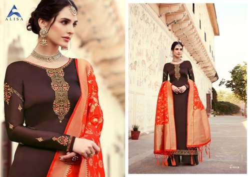 Embroidered Georgette Suit with Banarasi Dupatta