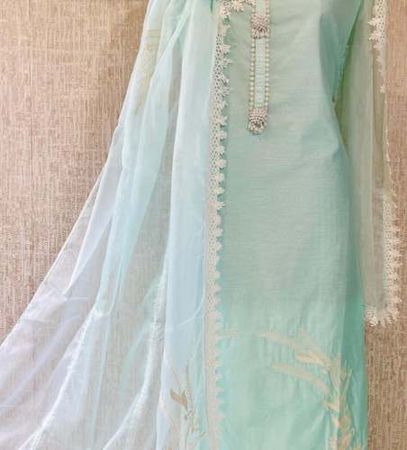 Mint Green Unstitch Dress Material For Women by Nita Fashions