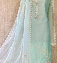 Mint Green Unstitch Dress Material For Women