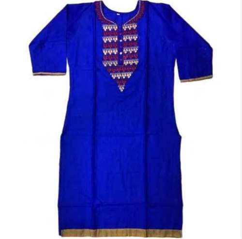 Blue color ladies fancy cotton kurtis 