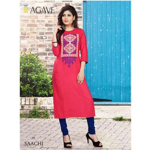 Fancy Red Embroidered Kurti by AMS Craft PVT LTD