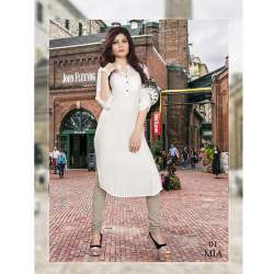 White Plain Rayon Regular wear kurti