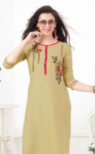 straight cream kurti by Veera Tex