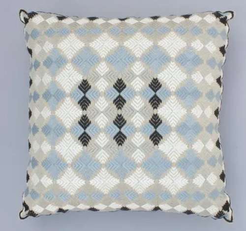Grey And Black Embroidery Cotton Cushion Cover