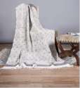 White & Grey Block Printed Jaipuri Cotton Throws thumb 1