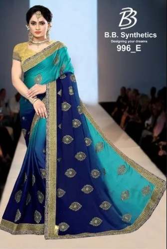 Fancy Arrival Jari Stone Work Saree by B B Synthetics