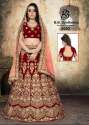 New Collection Red Velvet Embroidery Lehenga 