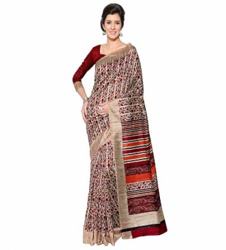 Floral Print Art Silk Saree3