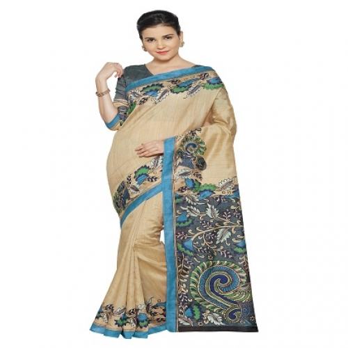Floral Print BhagalPuri Saree0